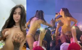 Vídeo de MC Pipokinha pelada e mostrando os peitos no show